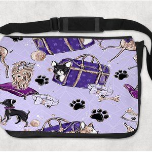 Women's Nylon Custom Purple Gold Paw Dog Lover Print Crossbody Shoulder Bag